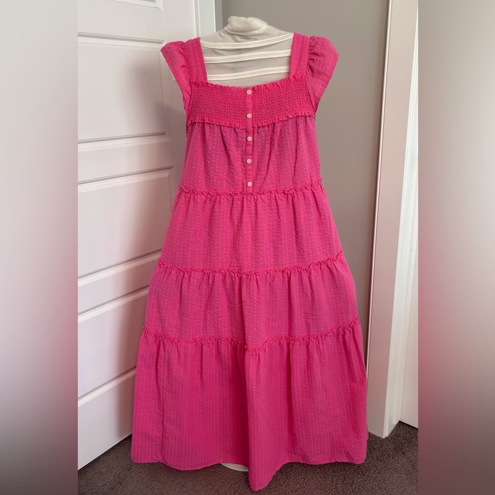 Old Navy Hot Pink Tiered Midi Sundress